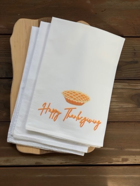 100% Cotton Thanksgiving Pumpkin Pie Flour Sack Kitchen Towel. Flour Sack Boutique
