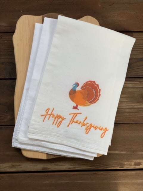 100% Cotton Thanksgiving Turkey Flour Sack Kitchen Towel. Flour Sack Boutique 